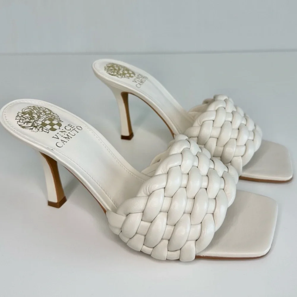 Vince Camuto White Braided Slide Sandals - Picture 3 of 9